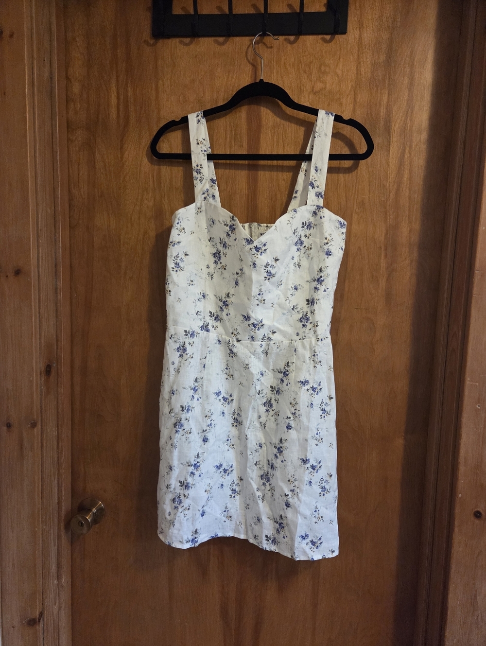 Reformation Miso White Blue Floral 100% Linen Mini Dress Size 10